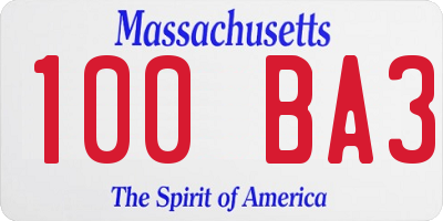MA license plate 100BA3