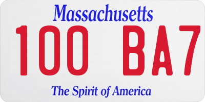 MA license plate 100BA7
