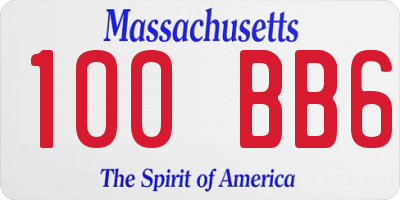 MA license plate 100BB6