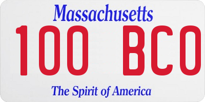 MA license plate 100BC0