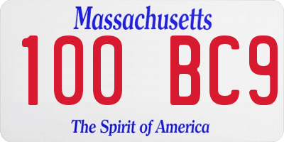 MA license plate 100BC9