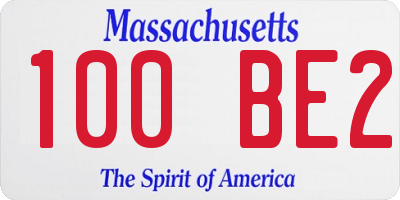 MA license plate 100BE2