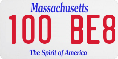 MA license plate 100BE8