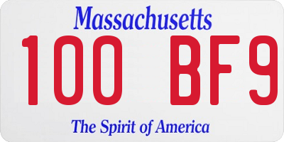 MA license plate 100BF9