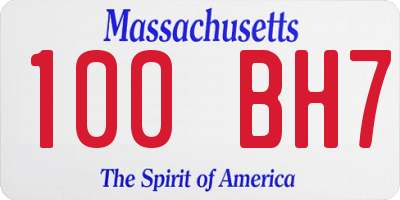 MA license plate 100BH7