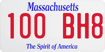MA license plate 100BH8