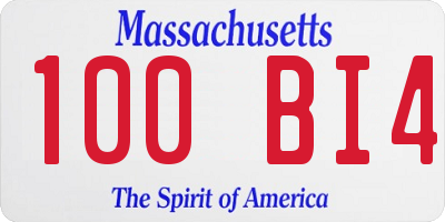 MA license plate 100BI4