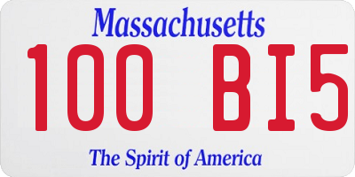 MA license plate 100BI5