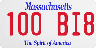 MA license plate 100BI8