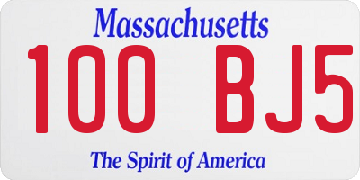 MA license plate 100BJ5