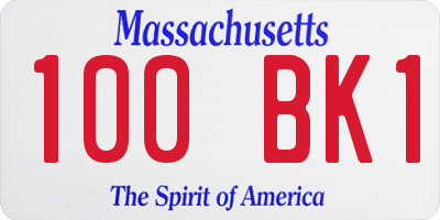MA license plate 100BK1