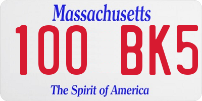 MA license plate 100BK5