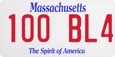 MA license plate 100BL4