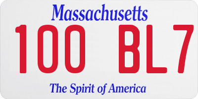 MA license plate 100BL7