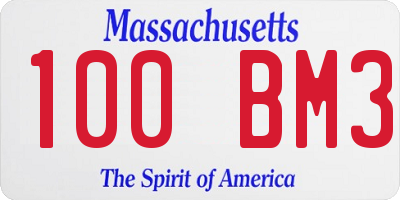 MA license plate 100BM3