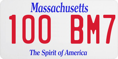 MA license plate 100BM7