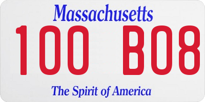 MA license plate 100BO8