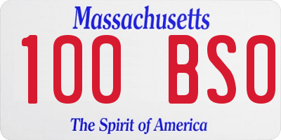 MA license plate 100BS0