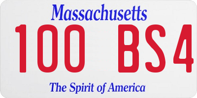 MA license plate 100BS4