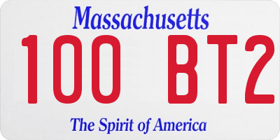 MA license plate 100BT2