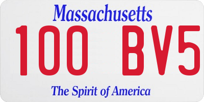 MA license plate 100BV5