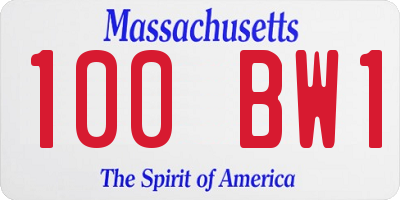 MA license plate 100BW1