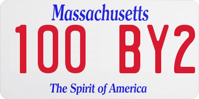 MA license plate 100BY2