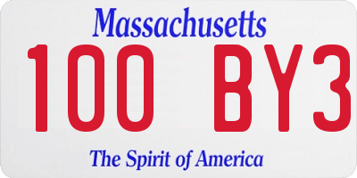 MA license plate 100BY3