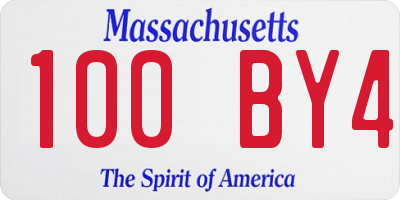 MA license plate 100BY4