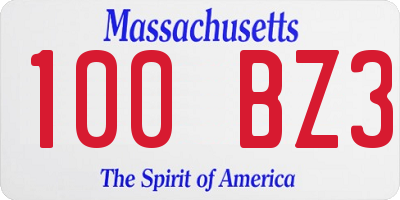 MA license plate 100BZ3