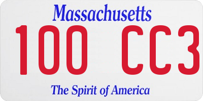 MA license plate 100CC3