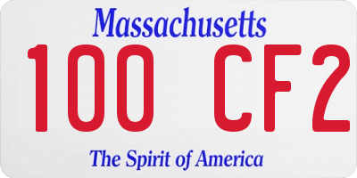 MA license plate 100CF2