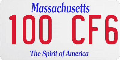 MA license plate 100CF6