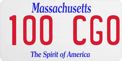 MA license plate 100CG0
