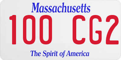 MA license plate 100CG2