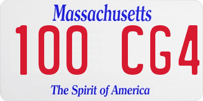 MA license plate 100CG4