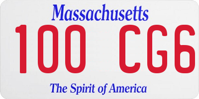 MA license plate 100CG6