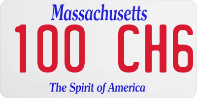 MA license plate 100CH6