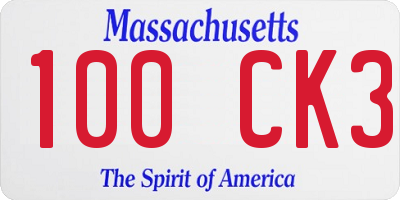 MA license plate 100CK3