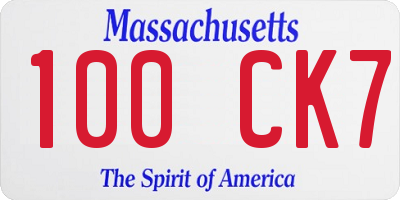 MA license plate 100CK7