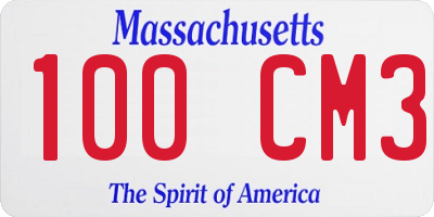 MA license plate 100CM3