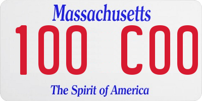 MA license plate 100CO0