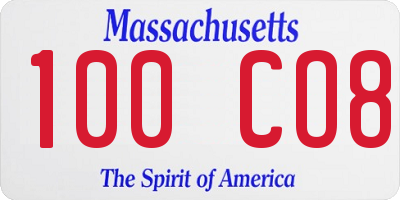 MA license plate 100CO8