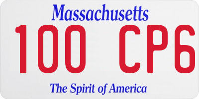 MA license plate 100CP6
