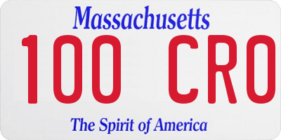 MA license plate 100CR0