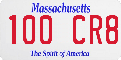 MA license plate 100CR8