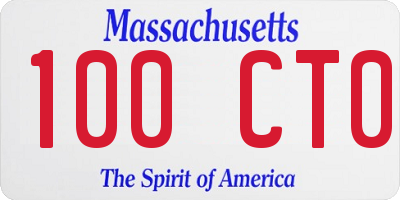 MA license plate 100CT0