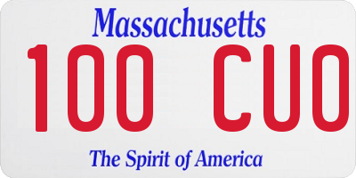 MA license plate 100CU0