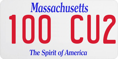 MA license plate 100CU2