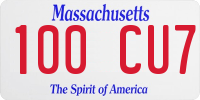 MA license plate 100CU7